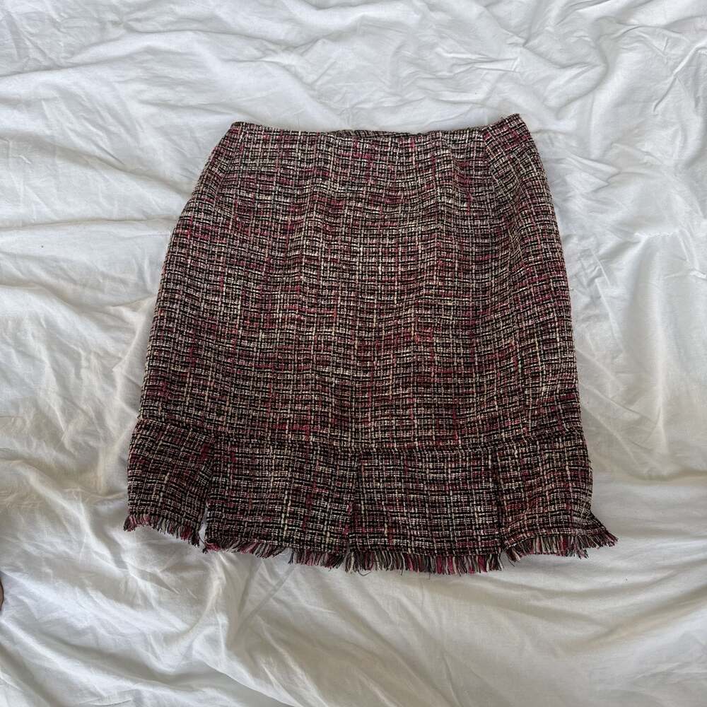 Worthington Black Pink ~Fringe /Slits on Bottom~ Bou Skirt Size 12